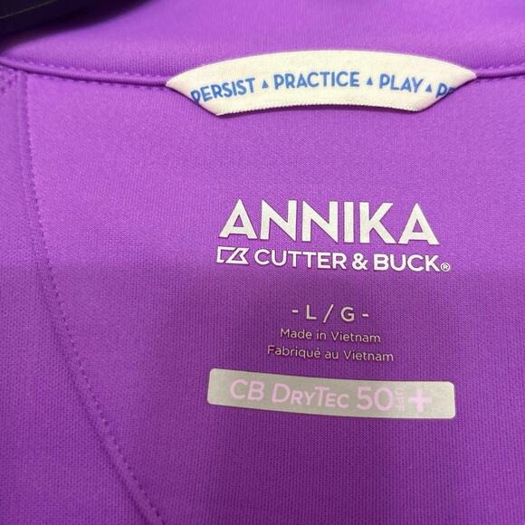 ANNIKA Cutter & Buck Purple CB DryTec UPF50+ Full Zip Jacket L Golf Performance - Picture 9 of 12